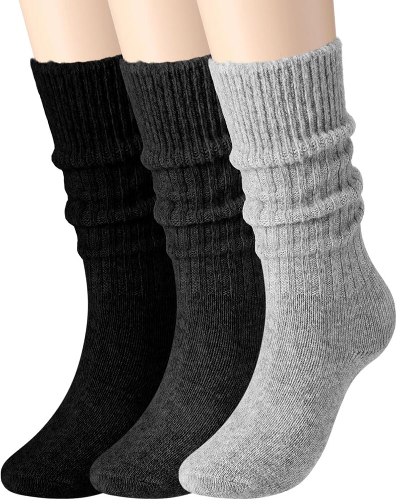 Berlune 3 Pairs Winter Wool Socks Women Warm Ribbed Knit Wool Crew Socks Thermal Cozy Lady Gift for Cold Weather Snow Boot - Image 1